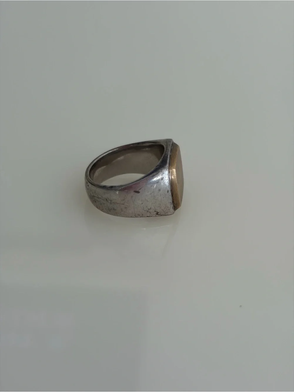 Tom Wood Cushion Gold Top Sterling Silver & 9K Gold Signet Ring